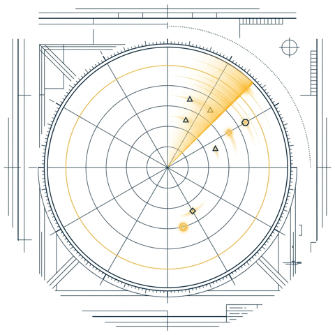 Blueprint-Illustration: Radarschirm (Monitoring)