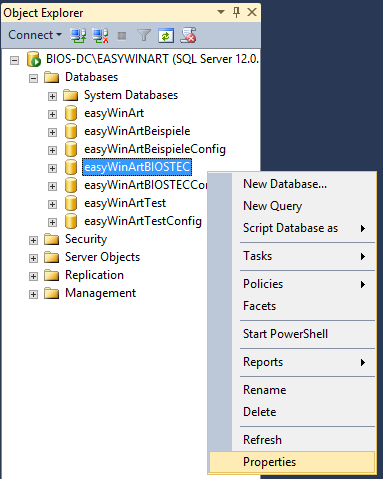 easyWinArt: Größenlimit für das SQL-Log aktivieren