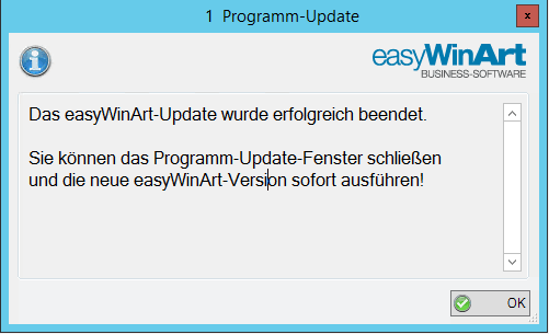 easyWinArt-Update erfolgreich abgeschlossen