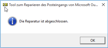 ScanPST: Reparatur der Outlook-Datendatei abgeschlossen